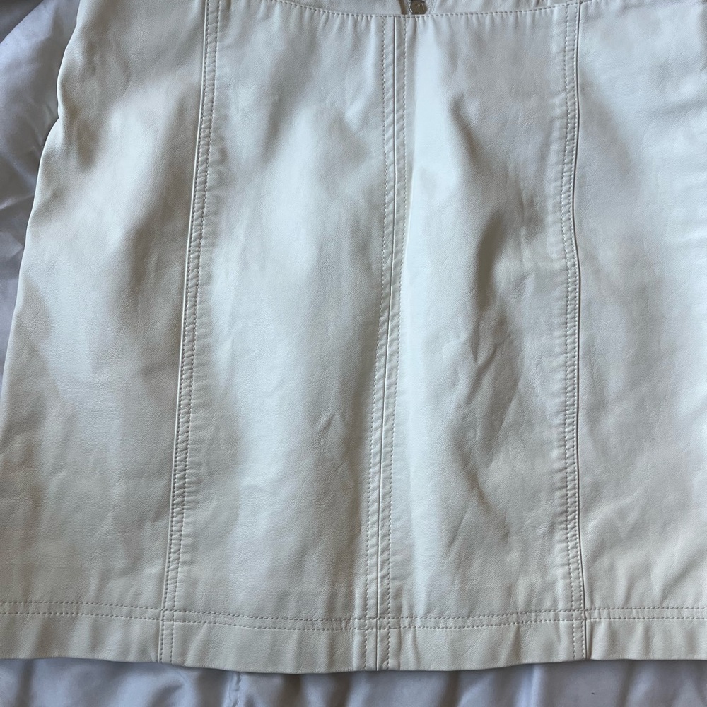 Free People Ivory Leather Skirt - Picture 3 of 4